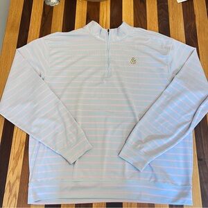 Turtleson 1/4 Zip Performance Jacket Men's Size 2XL Golf Blue striped Pullover